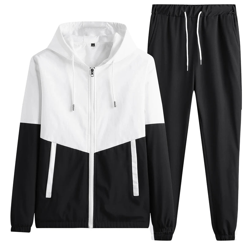 Men's Hip Hop Hooded Tracksuit Jacket & Pants Set – Jogger Sport 2-Piece Suit