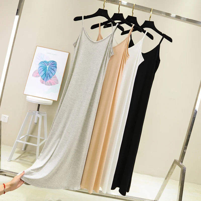 Modal Camisole Tank Dress — Casual Sexy O-Neck Beach Home Dress