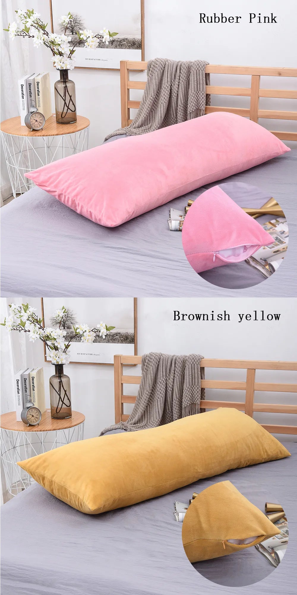 Super Soft Plush Body Pillow Cover – Nordic Solid Color, Multiple Sizes, Hidden Zipper