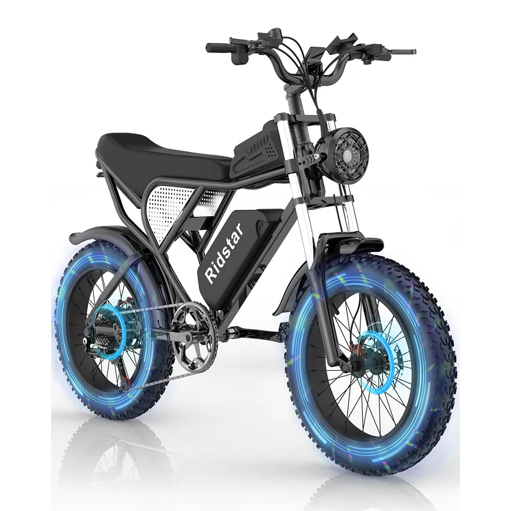 Ridstar Q20 Fat Tire Electric Moped Bike — 48V 20Ah 20" Compact Upright E-Bike