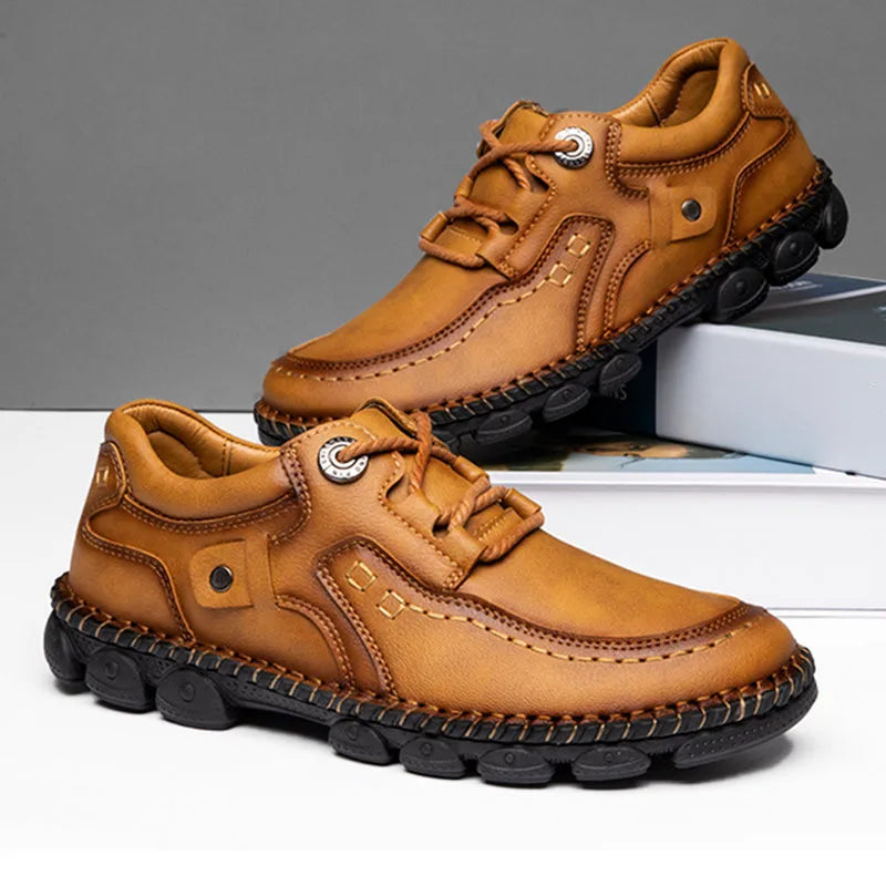 Men's Large Size Business Casual Leather Shoes — Thick Sole Lace-Up Work Shoes (Sizes 39-48)