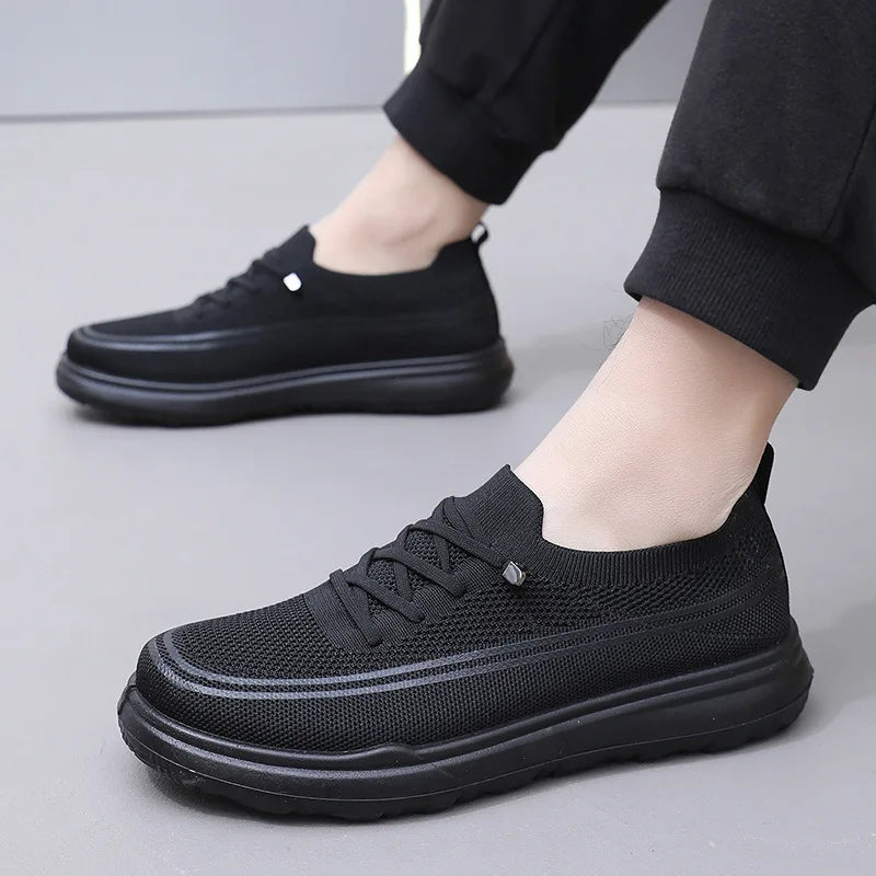 Men's Extra Size Mesh Slip-On Walking Shoes — Super Soft PU Sole Cushioned Jogging Shoes