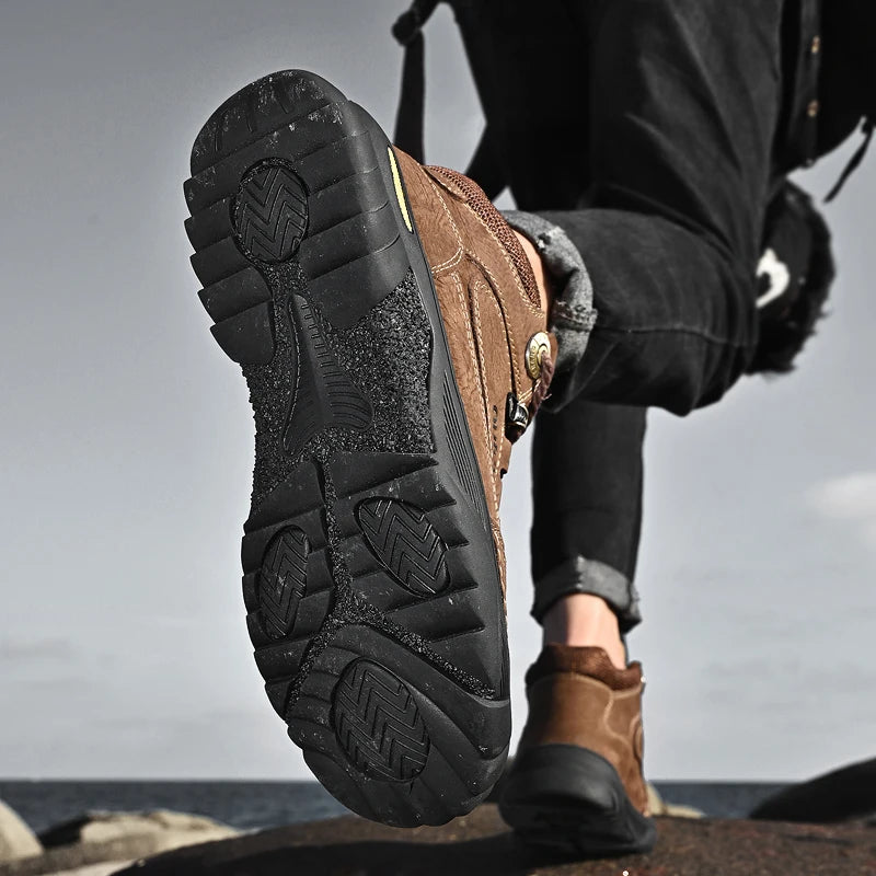 Men's Cow Leather Lace-Up Ankle Boots