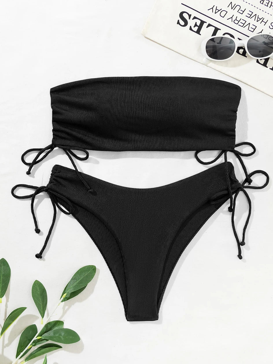Bandeau High Waist Bikini Set — 2-Piece Women's Swimsuit