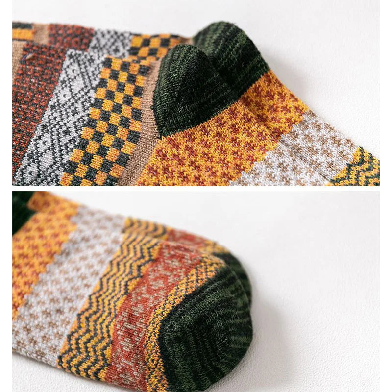 5 Pairs/lot  Winter Men's Wool Socks Thicken Sheep's Socks Warm Men Retro Style Colorful Fashion For Snow boots Man Socks