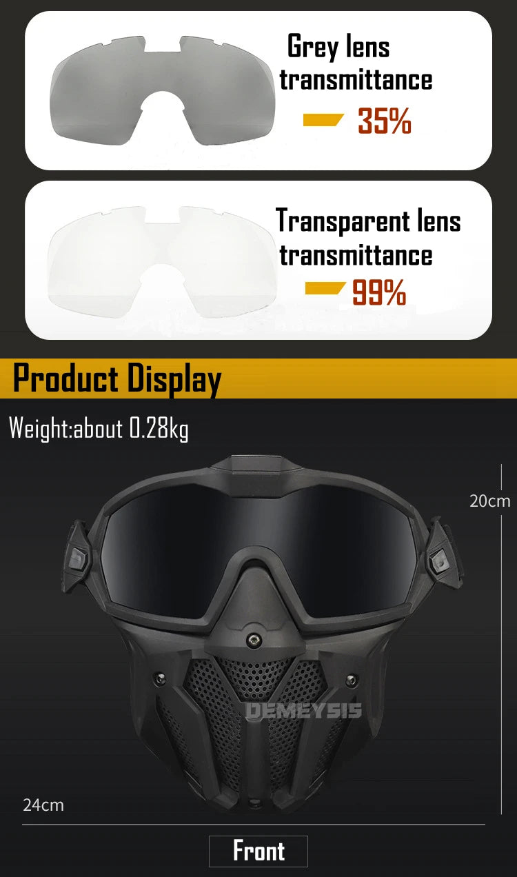 Tactical Full Face Airsoft Paintball Mask with Fan & Goggles