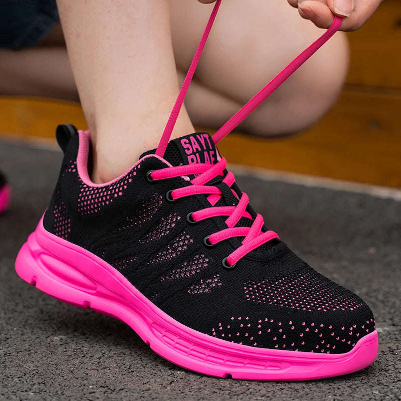 Steel Toe Safety Sneakers for Women — Lightweight Pink Work Shoes with Anti-Puncture Protection