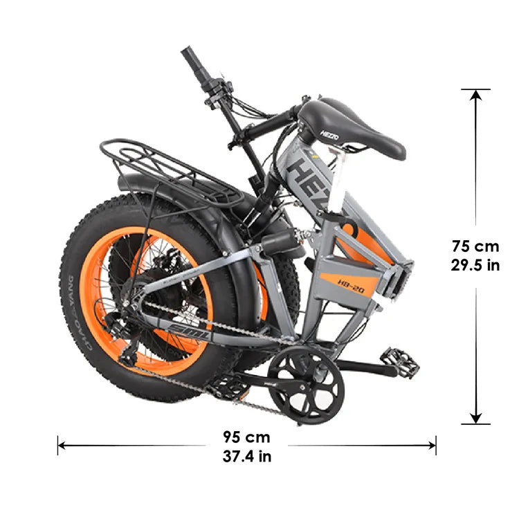 HEZZO T7 750W Full Suspension Folding Fat Tire E-Bike — 48V 15Ah 20" 7-Speed, 55-65km Range