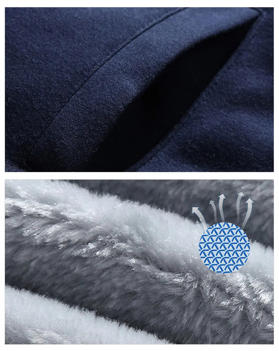 Men's Fleece Lined Thick Hooded Tracksuit – Winter Sweatshirt & Pants Sportswear Set