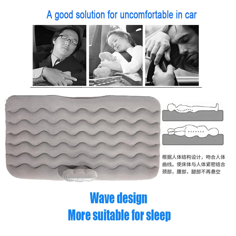 Car Air Inflatable Travel Mattress Bed — Universal Back Seat Camping Mat