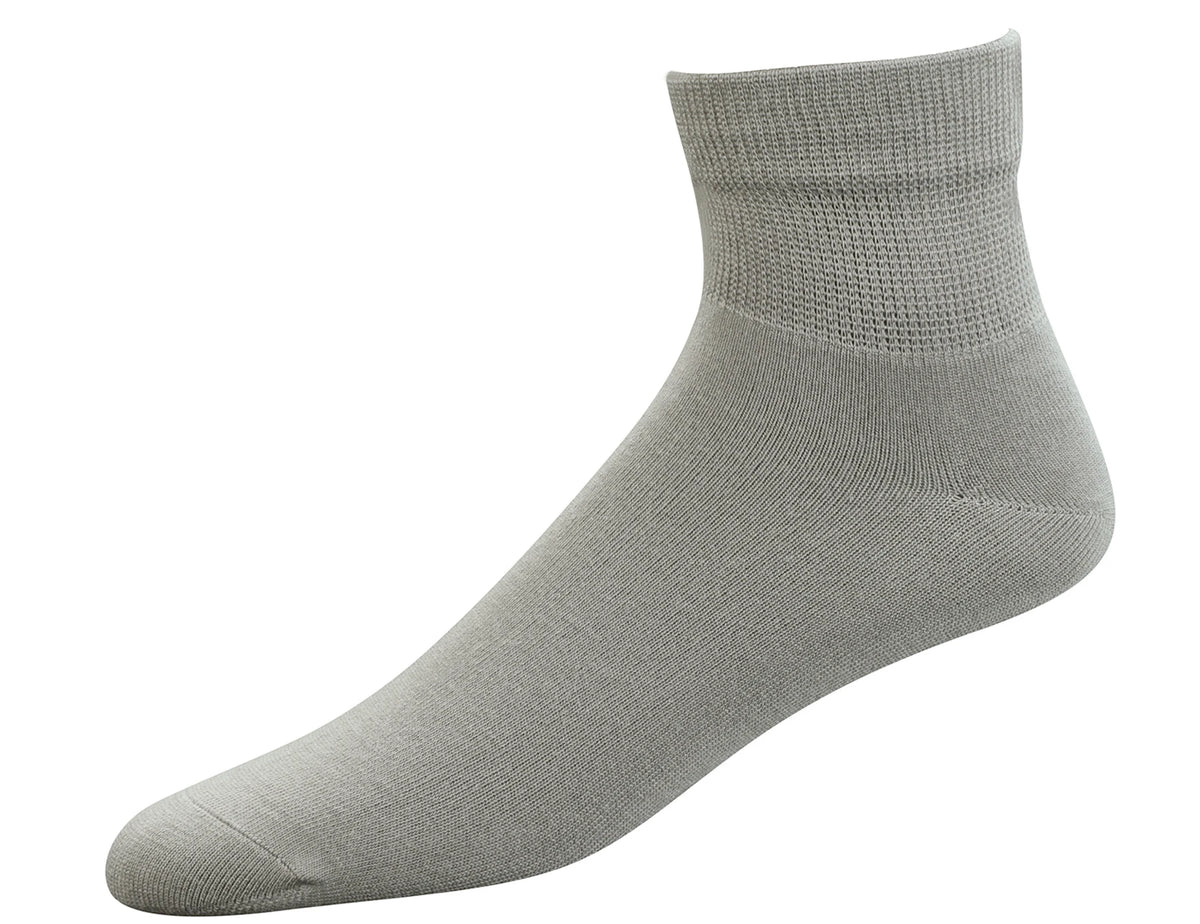 Men's Bamboo Diabetic Ankle Socks – 6 Pairs with Seamless Toe & Non-Binding Top, Size L (10–13)