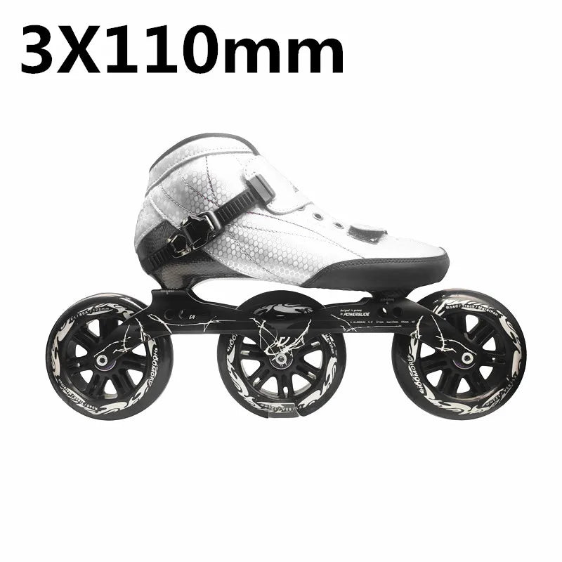 125mm 3-Wheel Marathon Inline Speed Skates – Carbon Fiber, 3x125mm Racing Skate Shoes for Kids & Adults
