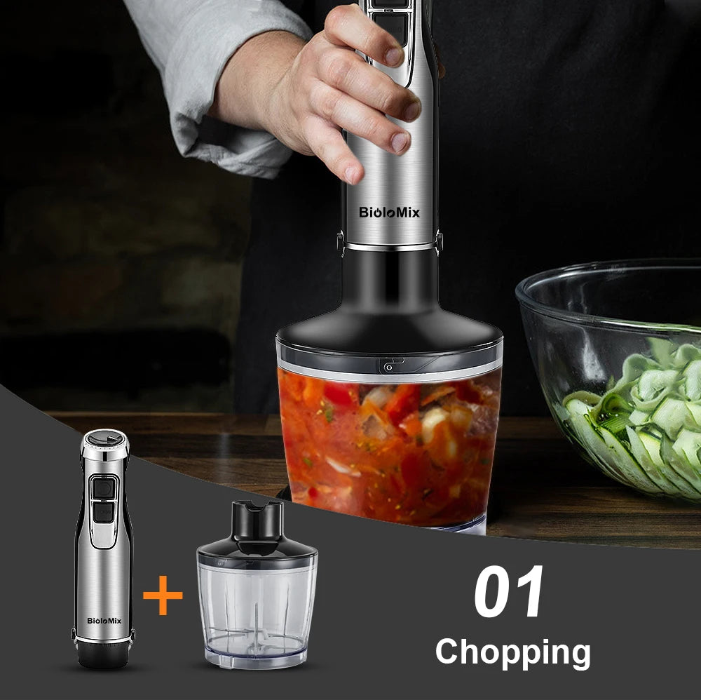 4-in-1 1200W Immersion Hand Blender — Chopper, Smoothie Cup & Stainless Steel Ice Blades