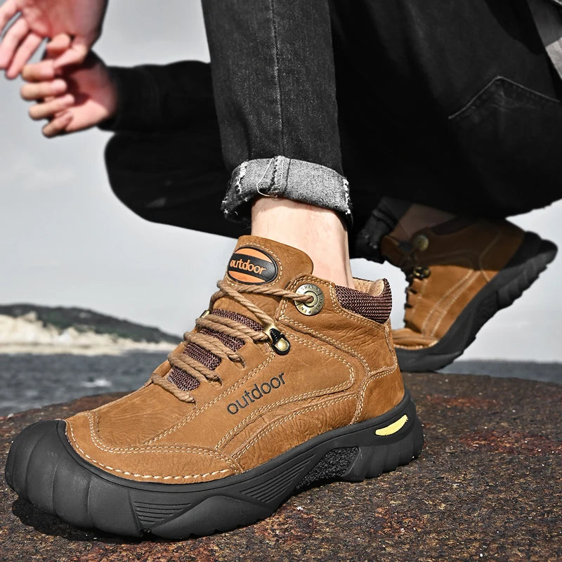 Men's Cow Leather Lace-Up Ankle Boots