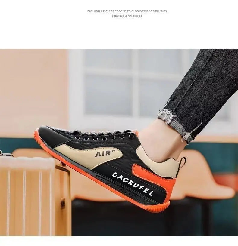 Men's Fashion Lace-Up Running Sneakers — Rubber Outsole Sports Walking Shoes