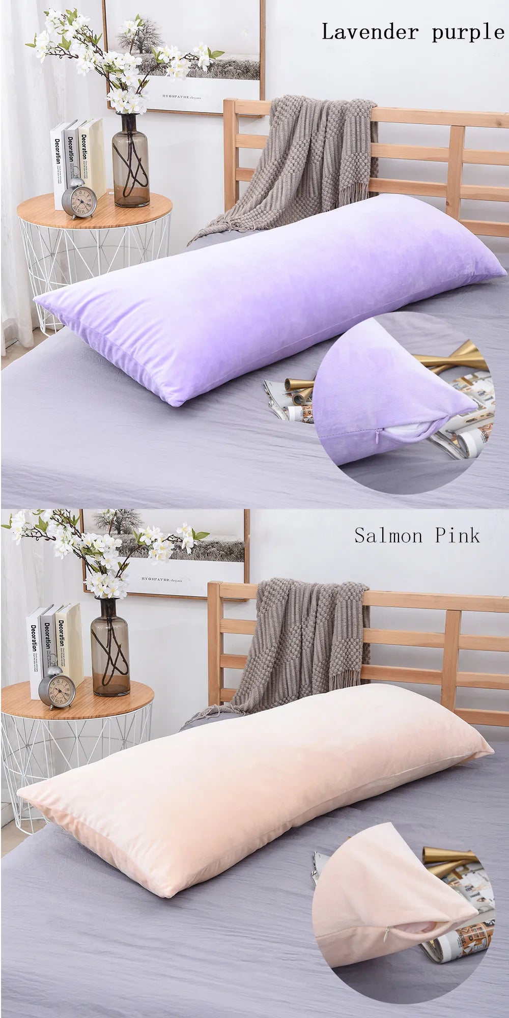Super Soft Plush Body Pillow Cover – Nordic Solid Color, Multiple Sizes, Hidden Zipper