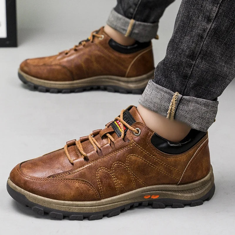 Men's Microfiber Leather Lace-Up Casual Shoes — Lightweight Rubber Sole Everyday Shoes (Sizes 39-44)