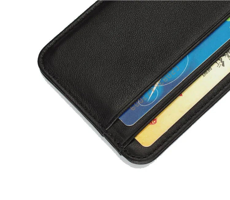 Slim Genuine Sheepskin Leather Men's Wallet – Ultra-Thin Mini ID & Credit Card Holder Purse