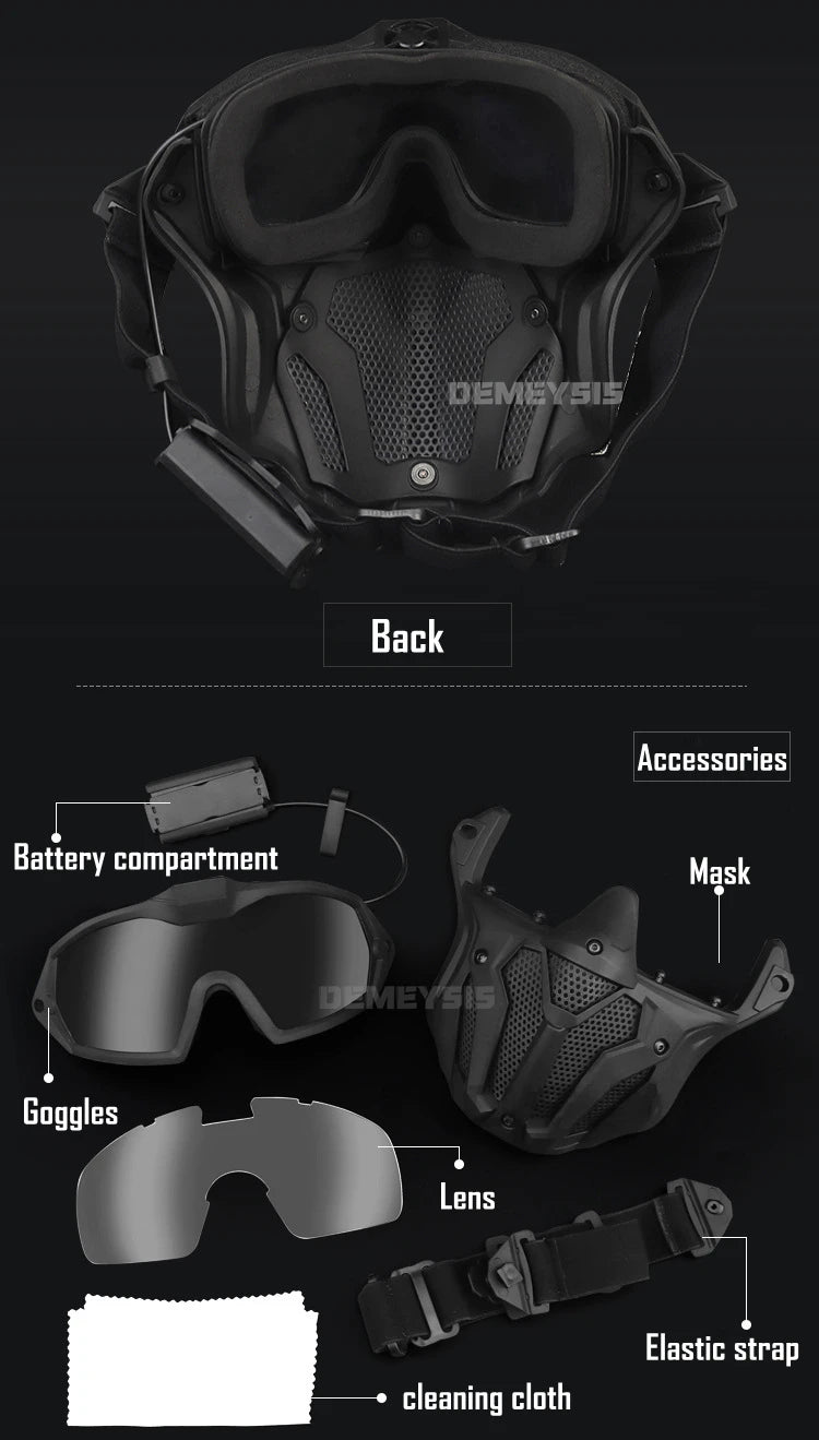 Tactical Full Face Airsoft Paintball Mask with Fan & Goggles