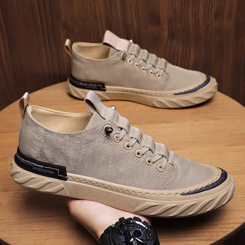 Men's Breathable Canvas Slip-On Shoes — Trendy Casual Rubber Sole Sneakers (Sizes 39-44)