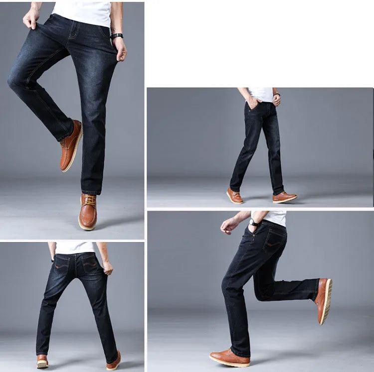 Men's Slim Straight Stretch Jeans — Classic Business Denim Pants