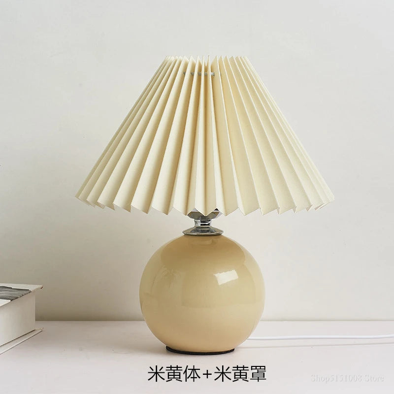 Ceramic Table Lamp – Pleated Fabric Shade