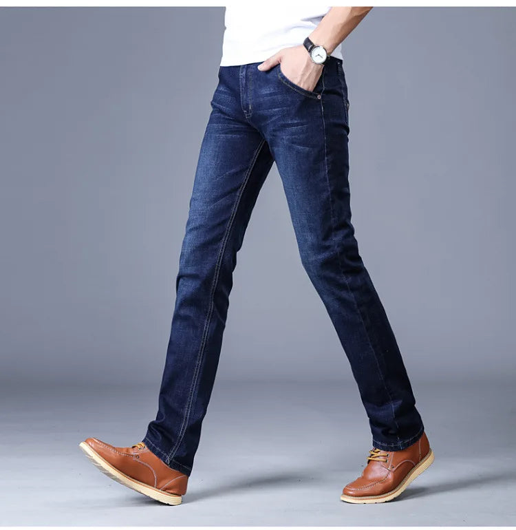 Men's Slim Straight Stretch Jeans — Classic Business Denim Pants
