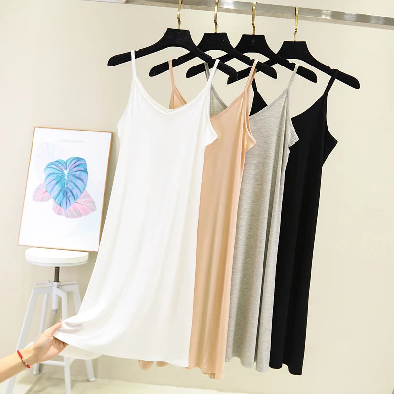 Modal Camisole Tank Dress — Casual Sexy O-Neck Beach Home Dress