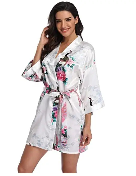 Women's Floral Rayon Kimono Robe | Sexy Lingerie Bath Gown Nightdress Oversize