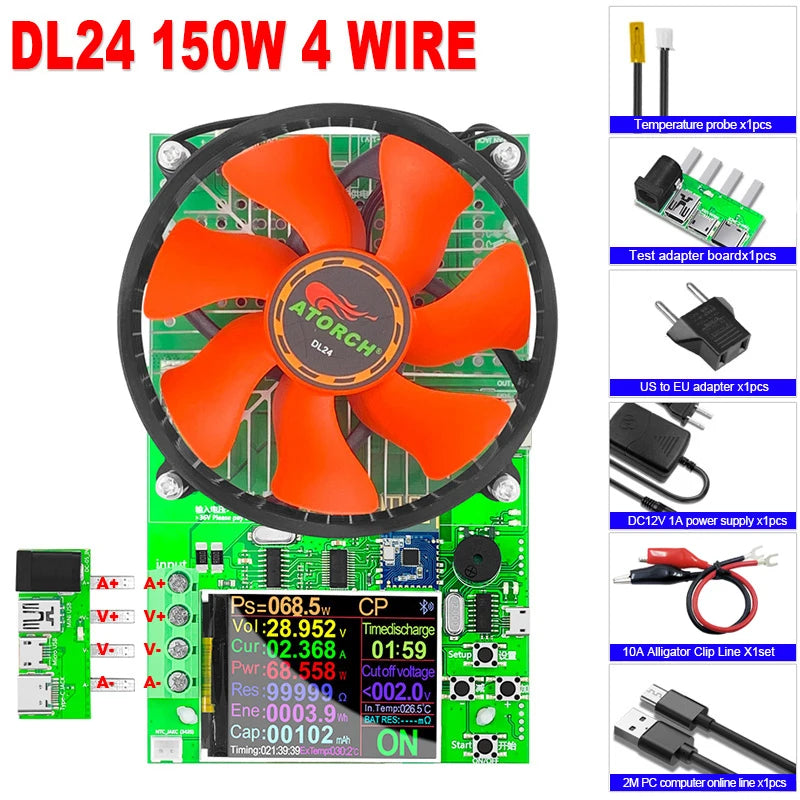 150W 25A Battery Capacity Tester – DC USB Electronic Load & Lithium Discharge Monitor with PC App