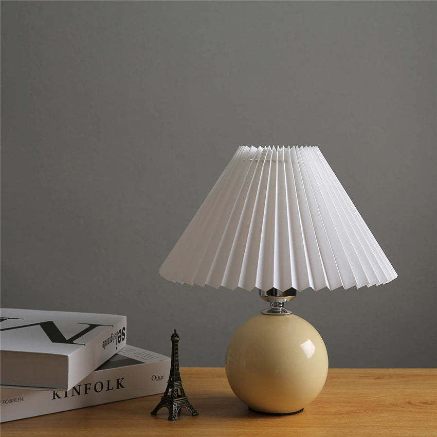 Ceramic Table Lamp – Pleated Fabric Shade