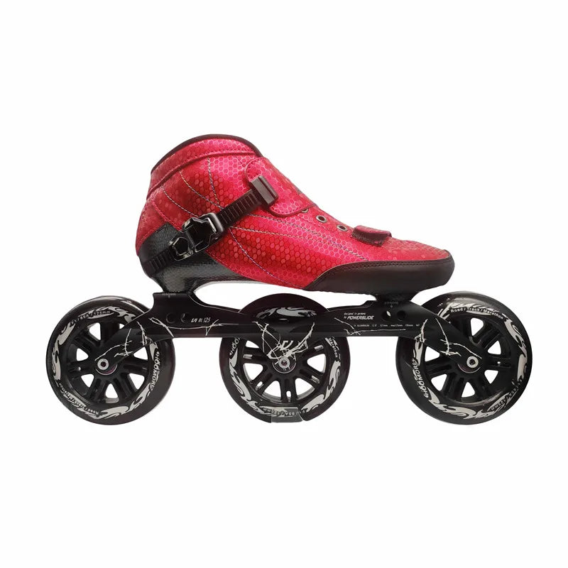 125mm 3-Wheel Marathon Inline Speed Skates – Carbon Fiber, 3x125mm Racing Skate Shoes for Kids & Adults