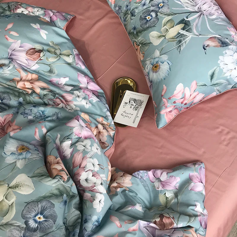 500TC Egyptian Cotton Bedding Set – 4 or 6-Piece Luxury Duvet Cover with Sheet & Pillowcases, 19 Colors