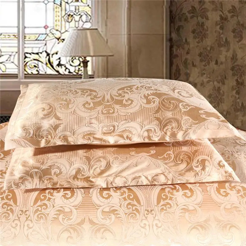 Luxury Silky Duvet Cover Set – Queen & King Bedding with Pillowcases, Gold & Multi-Color