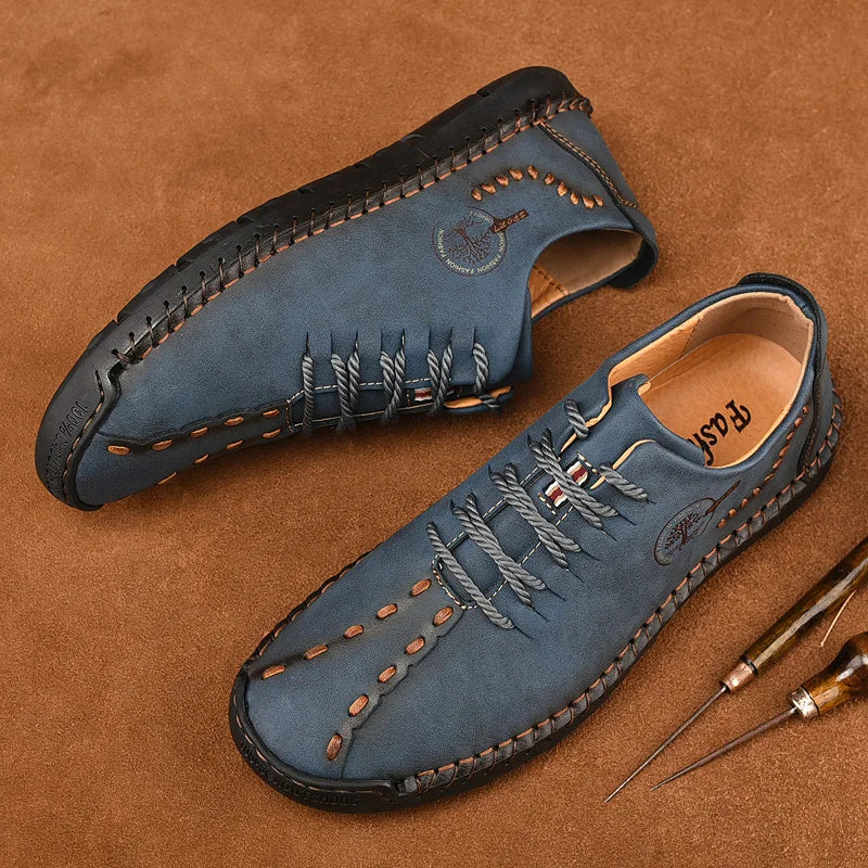 Men's Genuine Leather Driving Loafers — Cow Leather Moccasin Slip-On Shoes (Sizes 38-48)