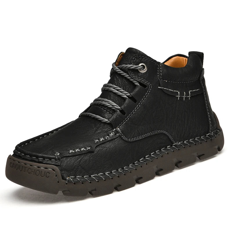 Men's Large Size Plush Genuine Leather Casual Shoes — Soft Sole Oxford (Sizes 39-48)
