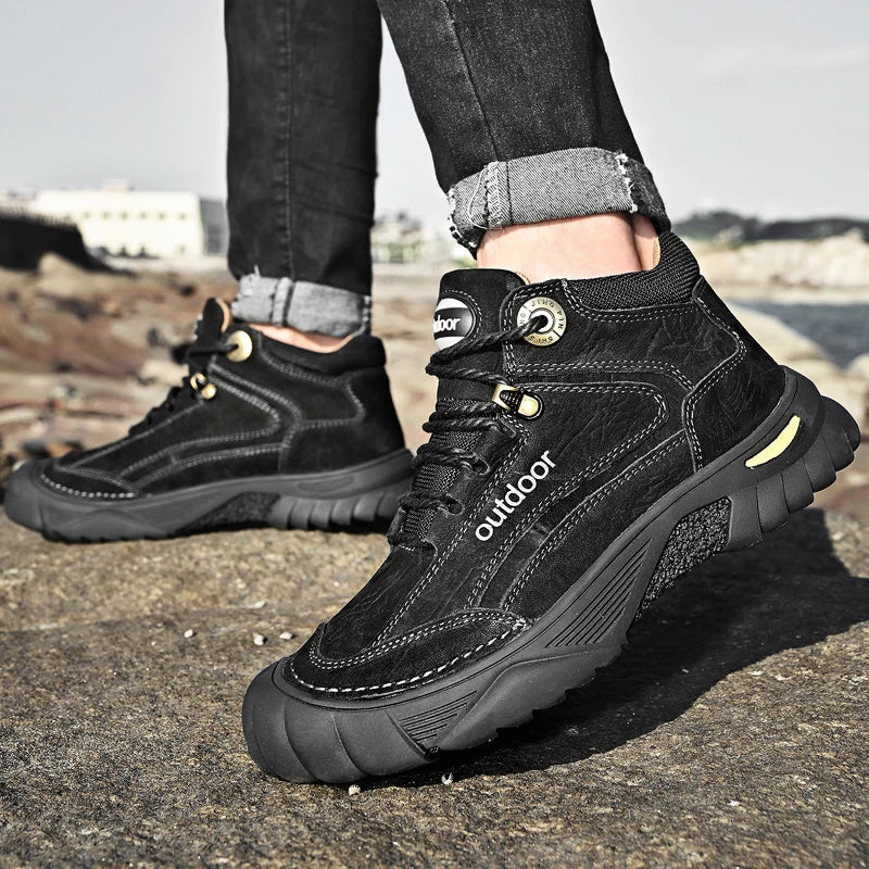Men's Cow Leather Lace-Up Ankle Boots