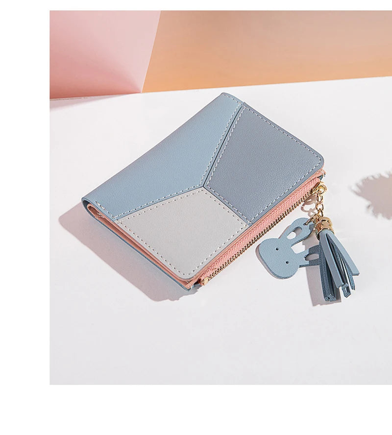 Women's PU Leather Wallet – Foldable Card Holder & Coin Purse for Ladies