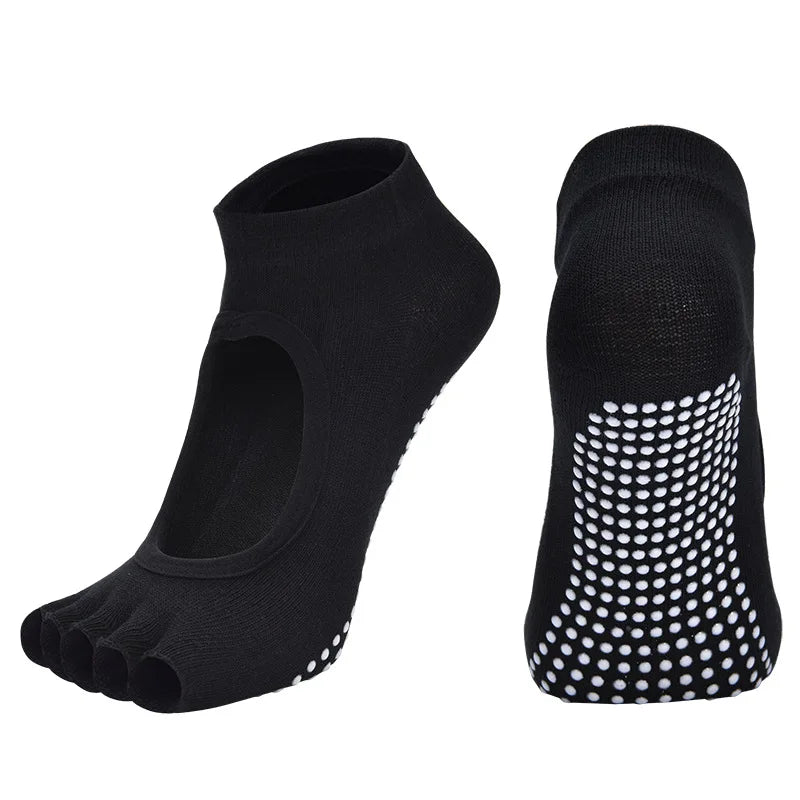 Women's Backless Yoga Socks – Cotton Five-Toe Grip