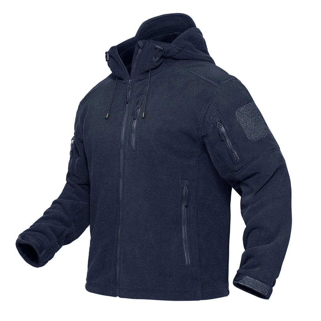 TACVASEN Men's Hooded Fleece Jacket – Full-Zip Windproof Warm Work Coat for Outdoor & Office