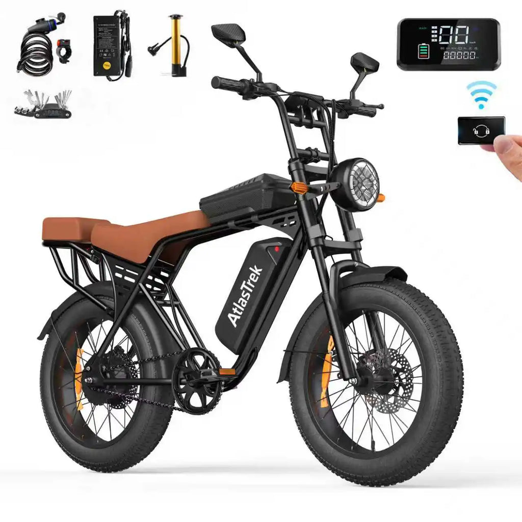 AtlasTrek X5 250W Waterproof Fat Tire Electric Mountain Bike — 48V 15Ah 20" 3-Speed Adult E-Bike