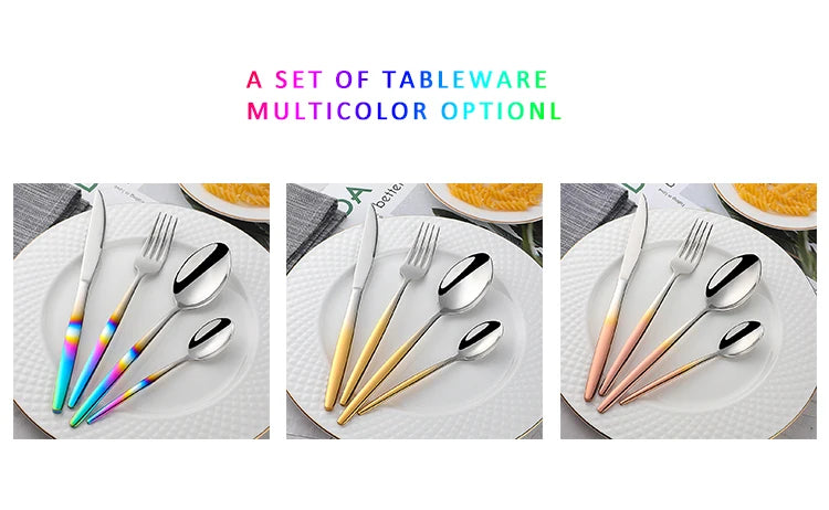 Stainless Steel Flatware – Rainbow, Gold & Color Options