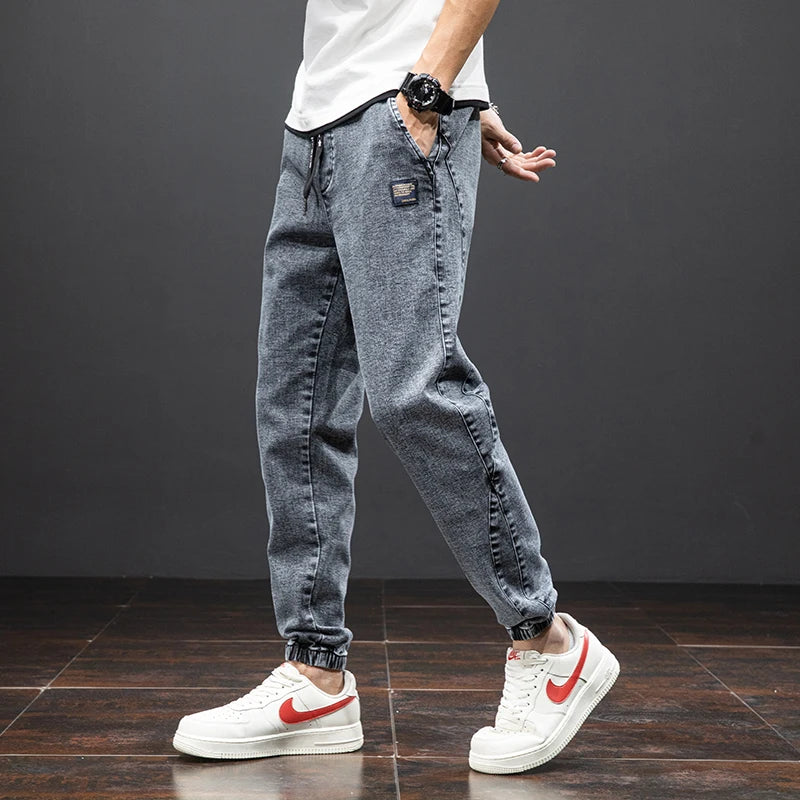 Men's Baggy Cargo Denim Jogger Pants — Streetwear Harem Jean Trousers Plus Size