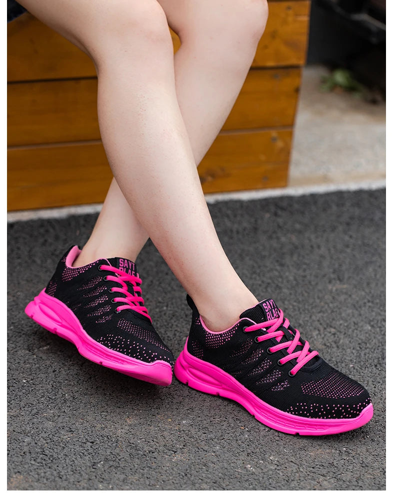 Steel Toe Safety Sneakers for Women — Lightweight Pink Work Shoes with Anti-Puncture Protection