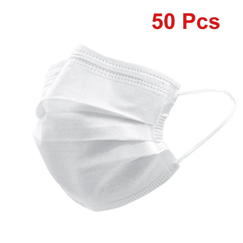 Breathe Easy. Stay Protected. — 3-Layer Disposable Face Masks | 50pcs, Melt-Blown Cloth, Anti-Dust, Earloop, 4 Colors