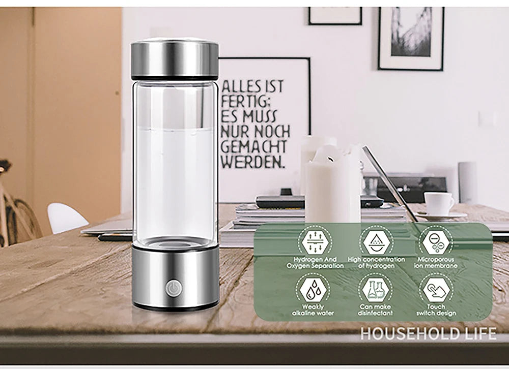 Titanium Portable Hydrogen-Rich Water Cup — Ionizer & ORP Alkaline Water Bottle
