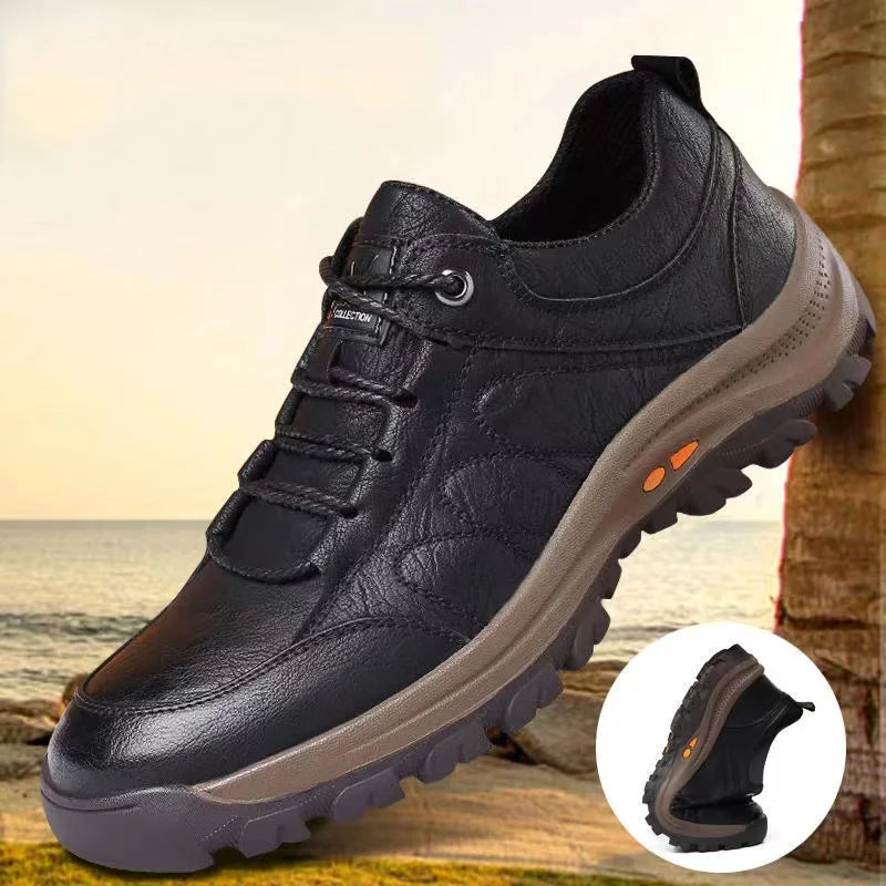 Men's Leather Winter Walking Shoes — Plush Lining Height-Increasing Anti-Slip Casual Shoes (Sizes 39-44)