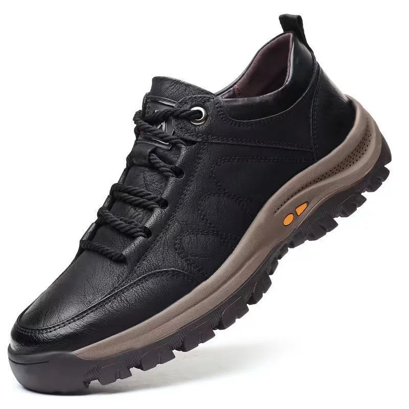 Men's Leather Winter Walking Shoes — Plush Lining Height-Increasing Anti-Slip Casual Shoes (Sizes 39-44)
