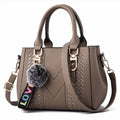 Embroidery Leather Messenger Bag – Women's Handbag with Hair Ball Charm in 12 Colors