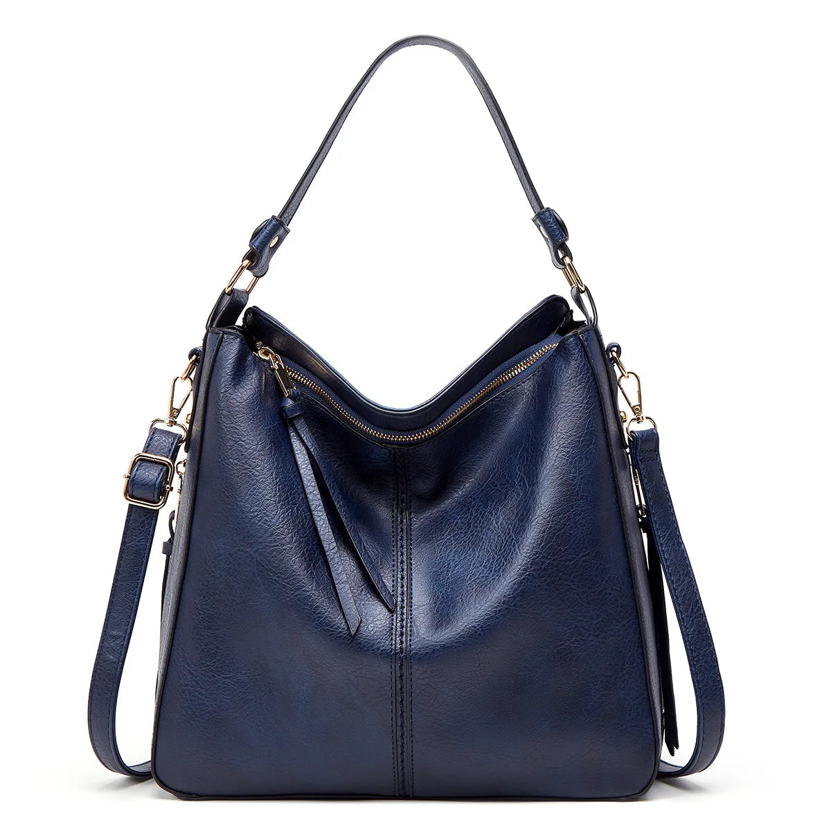 LadyHuarui Vintage PU Hobo Tote Bag – Tassel Patchwork Crossbody Shoulder Handbag for Women